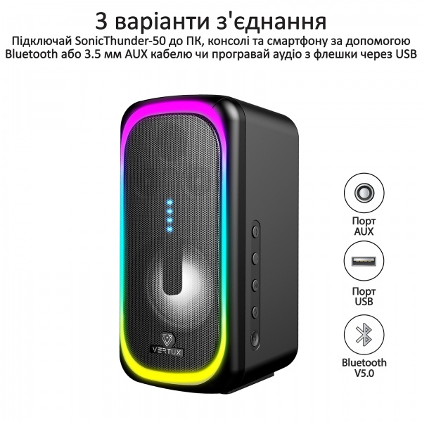 Акустическая система Vertux SonicThunder-50 Вт LED 2.1 black 