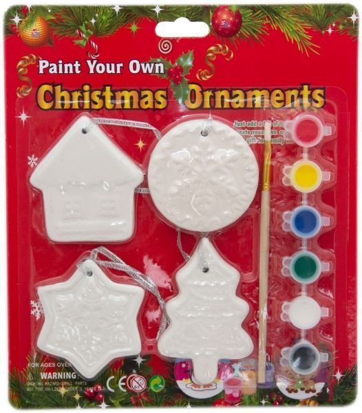 Декорация новогодняя 4 фигурки для разрисовки в блистере Девилон 