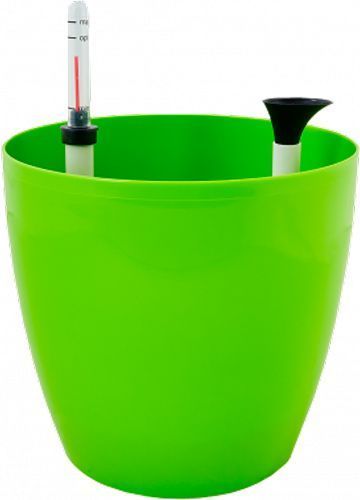 Вазон пластиковий Алеана МАТІЛЬДА з поливом 30x27,5 см круглий 15,8л оливковий 