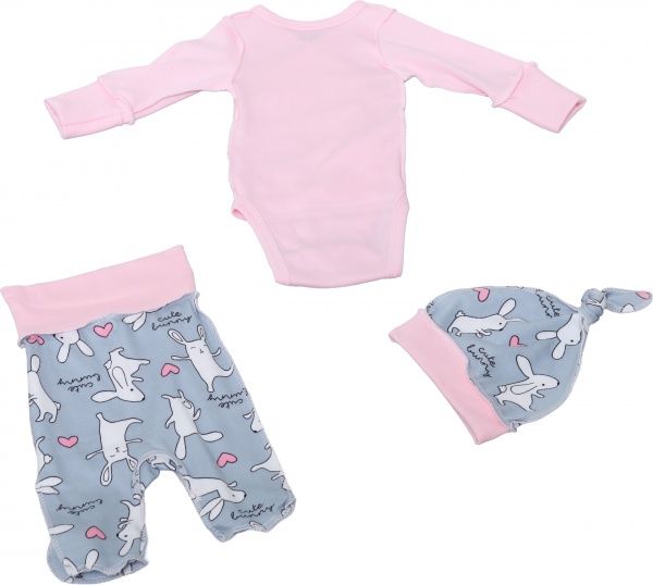 Комплект детской одежды Фламинго серый с розовым р.62 433-222 