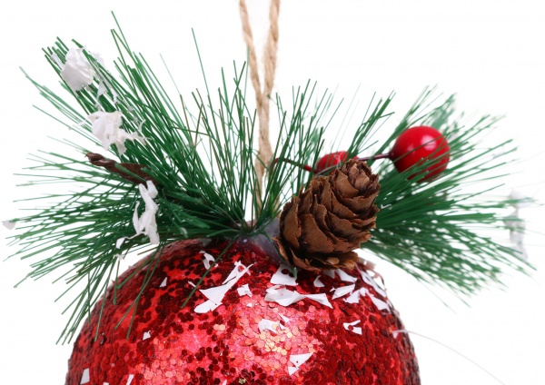 Шар новогодний с декором HF20Y7-11 d 80 мм красный