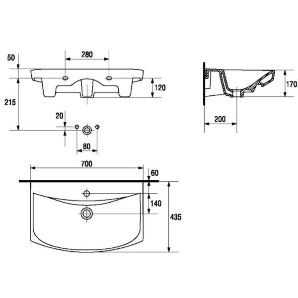 Умывальник Cersanit Carina 70 см K31-007