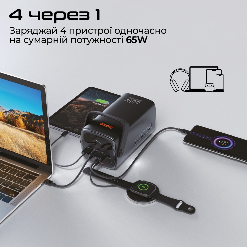 Повербанк Techno Powerbank-80 80000 mAh black (powerbank-80)