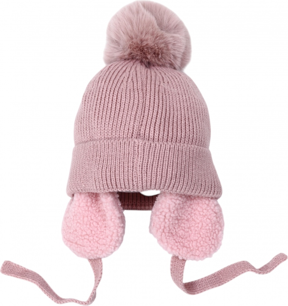Шапка HW дитяча в'язана з мотузочками р.50-52 рожевий