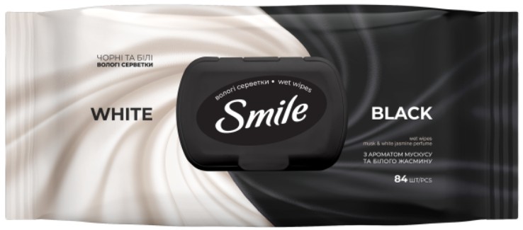 Вологі серветки Smile «Чорні та білі» 84 шт.