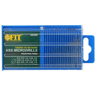 Набір свердел по металу FIT HSS поліровані мікро (0,3-1,6 мм) 20 шт. 36360