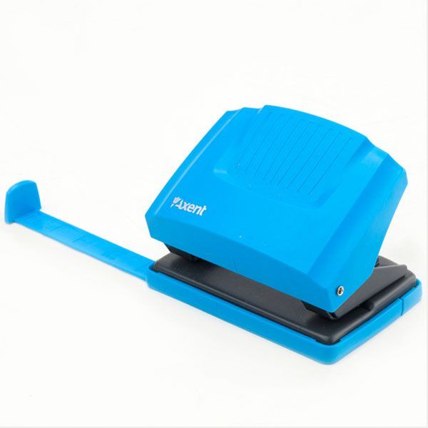 Дырокол Shell 20 листов с пластиковым верхом голубой Axent