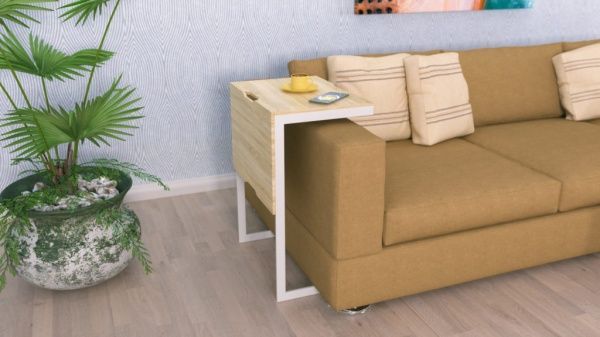 Стол журнальный Твист белый/дуб сонома 460x650x335мм Art in Head 