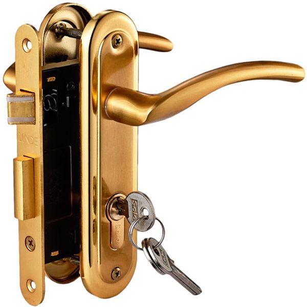 Замок врізний з ручками  Solo А-2005 PZ PB/SB PZ 62,5 мм матова латунь/