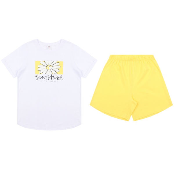 Пижама детская для девочек Funtime р.128 желтый/белый 