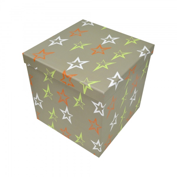 Коробка подарочная серая звезды 8.5х8.5 см 4110222101
