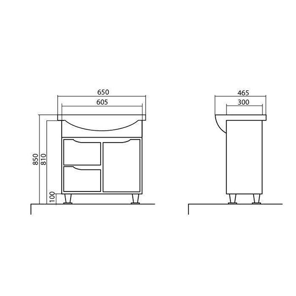 Тумба Aqua Rodos Родорс напольная 65 см с умывальником АР000040361