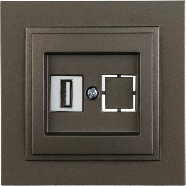 Розетка USB із заземленням Mono Despina без шторок без кришки бронзовий 102-232305-144