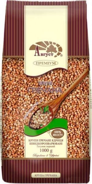 Крупа гречана Август ядриця 1кг 4820019600093 