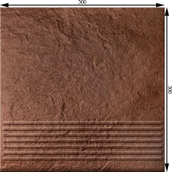 Клінкерна плитка Солар Браун ступенька структурная 30x30 Cersanit
