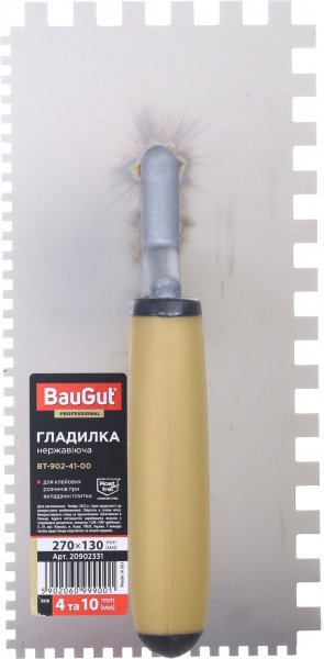 Гладилка зубчатая BauGut 270x130 мм зуб 4 и 10 мм BT-902-41-00