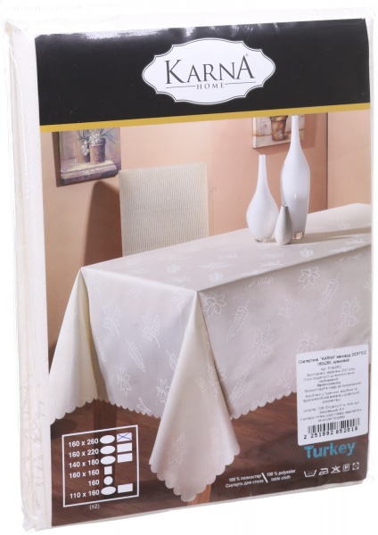 Скатерть Dertsiz 160x260 см кремовый Karna 