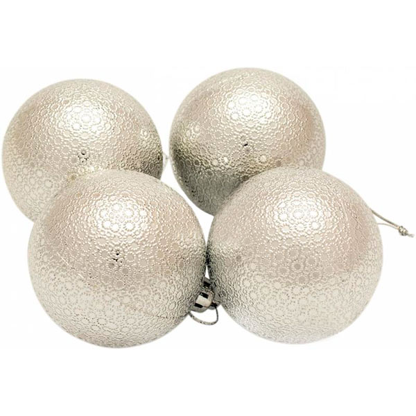 Набор пластиковых шаров рельеф 8 шт серебристый