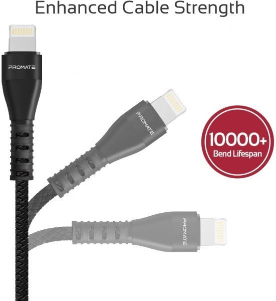 Кабель Promate Lightning – USB 1,2 м чорний (vigoray-i.black) 