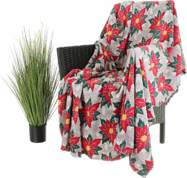 Плед Basic NY Flowers 150x190 см серый с рисунком La Nuit