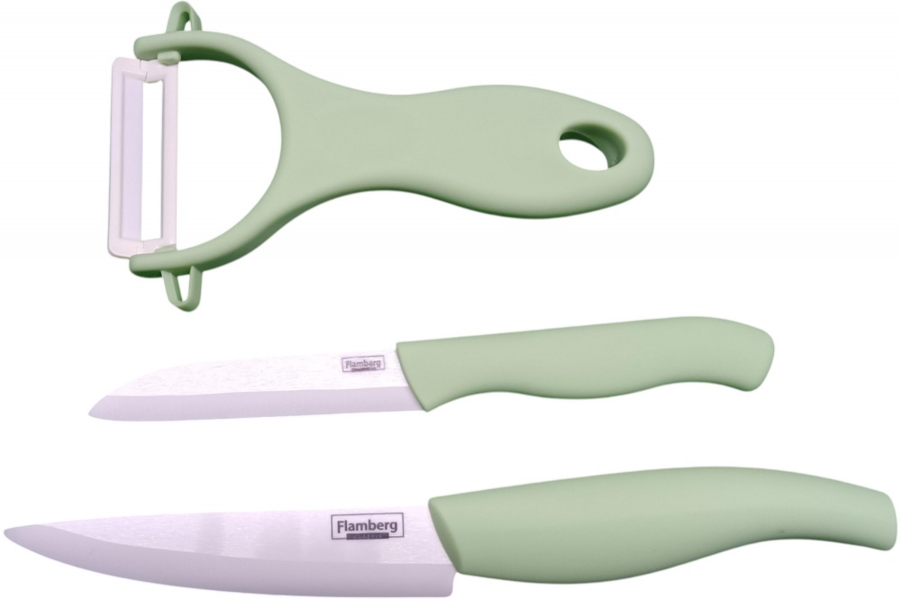 Набір ножів Smart Kitchen by Flamberg 2 шт + овочерізка зелений