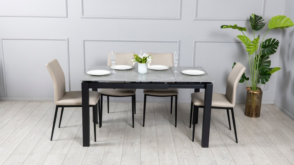 Стіл обідній Prestol Лейк 1000(1400)x750x750мм сірий/чорний