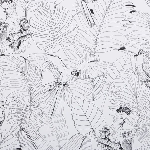 Шпалери RASCH Madagascar Tropical White parrots 447880 