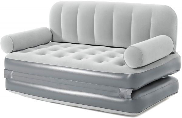 Ліжко надувне Bestway 3 в 1 із вбудованим електронасосом 188х152 см сірий