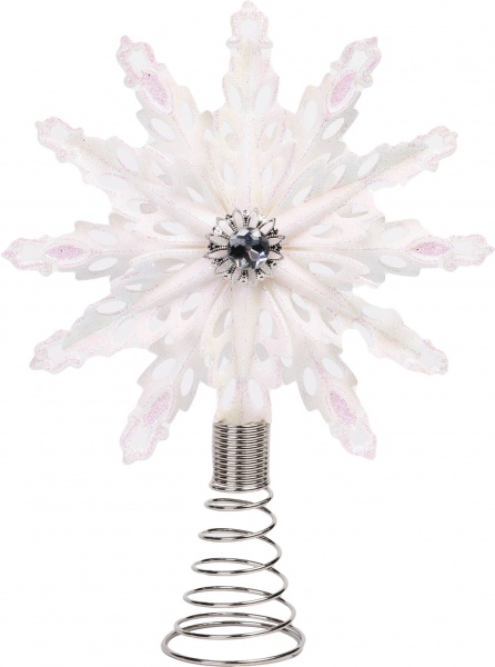 Верхівка для ялинки Сніжинка з присипкою 19 см матова в асортименті 