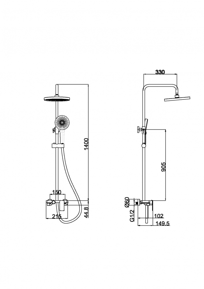 Душевая система Aqua Rodos Girona 02 Black Matte