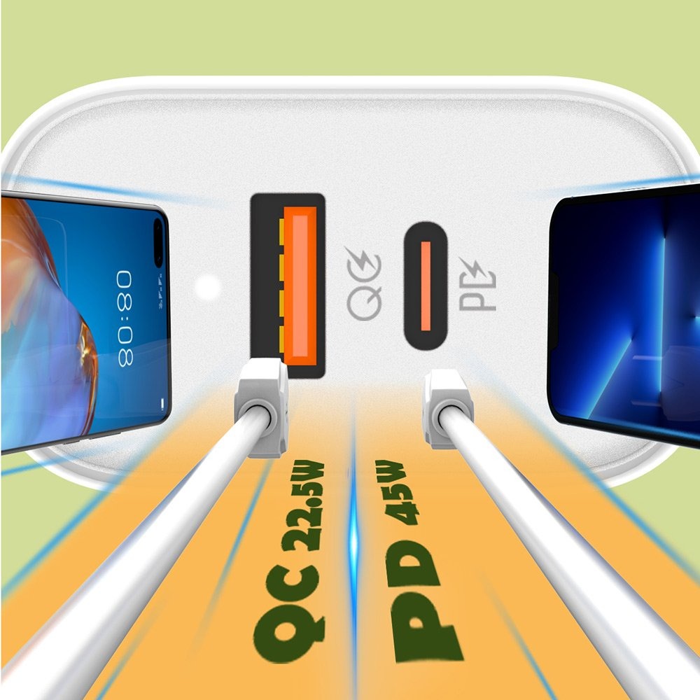 Мережевий зарядний пристрій ColorWay Power Delivery Port PPS USB (Type-C PD + USB QC3.0) (45W) білий CW-CHS042PD-WT