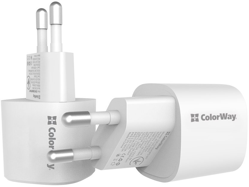 Мережевий зарядний пристрій ColorWay GaN PD Port USB PPS (Type-C PD + USB QC3.0) (33W) білий (CW-CHS043PD-WT)