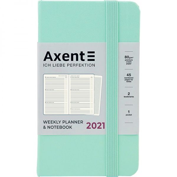 Еженедельник 2021 Pocket Strong А6- мятный Axent 46597