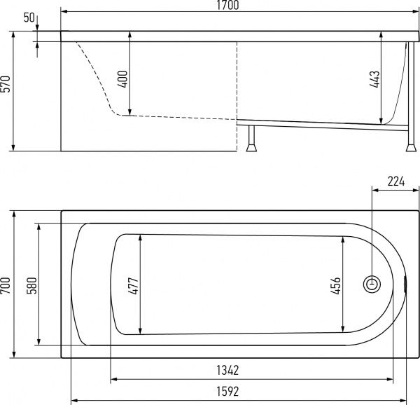 Ванна акриловая Alex Baitler Michigan 170x70 