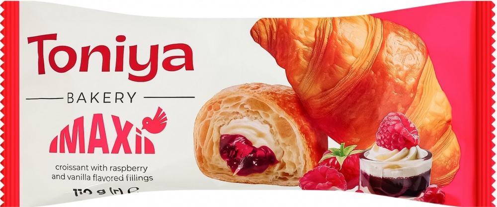 Круасан Toniya з наповнювачами зі смаком малини та ванілі Maxi Toniya 110г