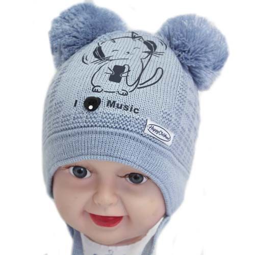 Шапочка дитяча для хлопчика Kraft 2213 р.42-44 темно-блакитний 2213 