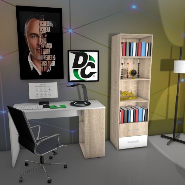 Этажерка пристенная DC Пабло 1800х500х400 мм дуб сонома/нимфея альба (DC)