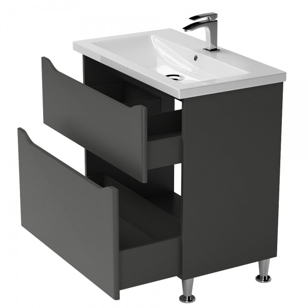 Тумба на ніжках Aquarius Савойя графіт з умивальником Комо 80