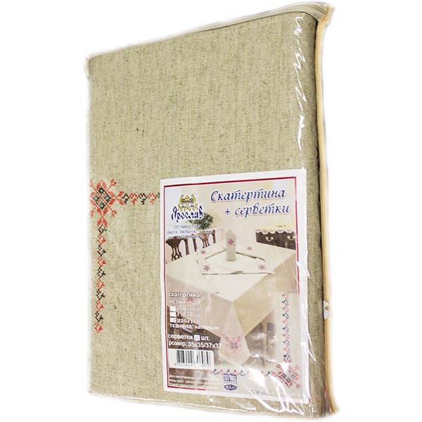 Комплект столовий скатертина та 8 серветок льон Ярослав 