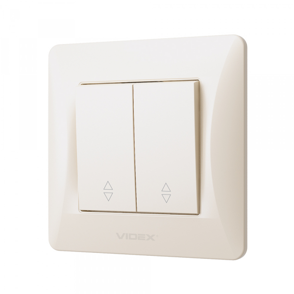 Вимикач прохідний двоклавішний Videx Binera без підсвітки кремовий VF-BNSW2P-CR