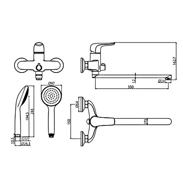 Змішувач для ванни Damixa Palace Evo 429500000