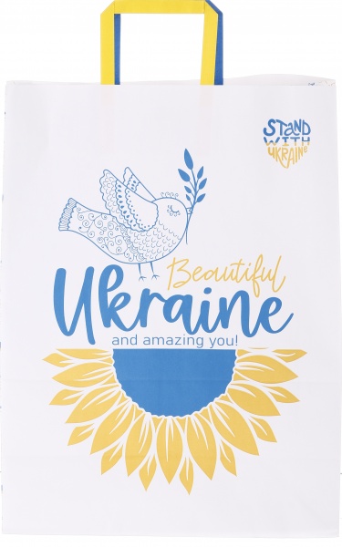 Пакет паперовий 320х150х420 білий з ручками