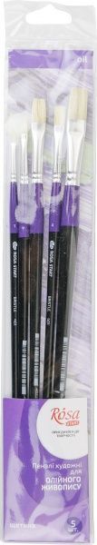 Набор кистей 13 щетина плоская, 5 шт. ROSA 