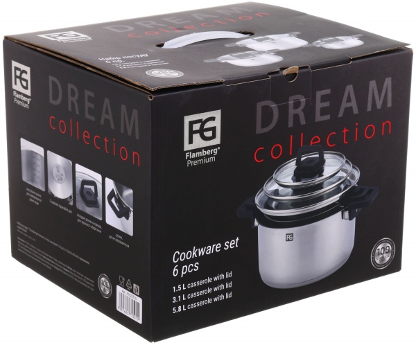 Набор кастрюль с крышками 6 предметов Dream Flamberg Premium