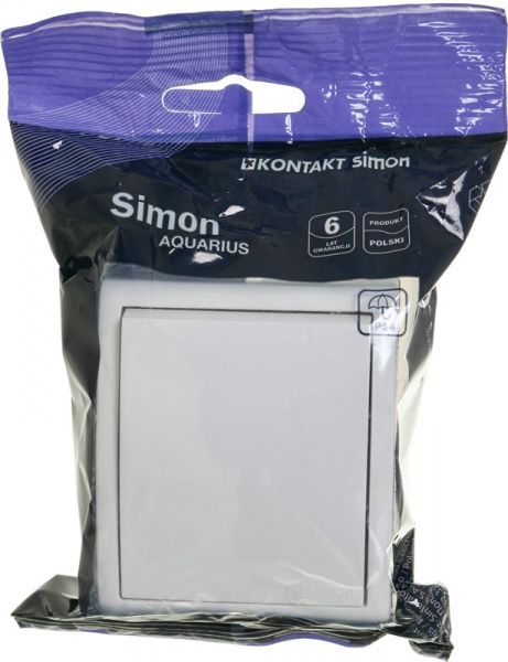 Выключатель одноклавишный Simon Aquarius без подсветки 10 А 250В белый AQW1/11