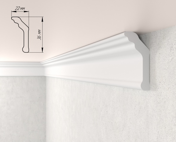 Потолочный плинтус Dellos Baget 3622 2000x22x36мм 