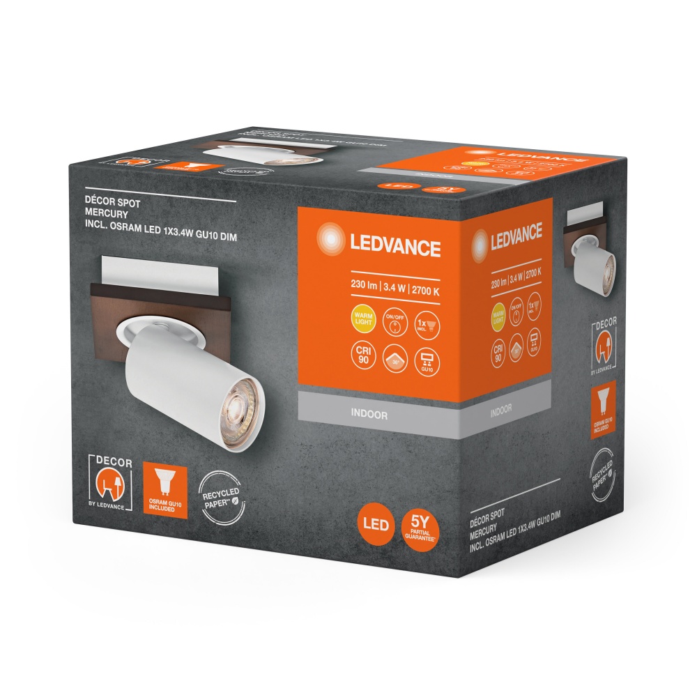 Спот Ledvance Mercury 1x3,4 Вт GU10 белый