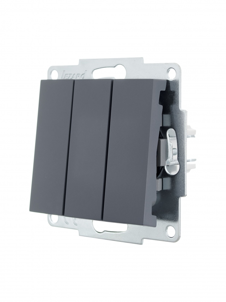 Вимикач триклавішний Lezard Vesna без підсвітки шефілд грей 742-3488-109