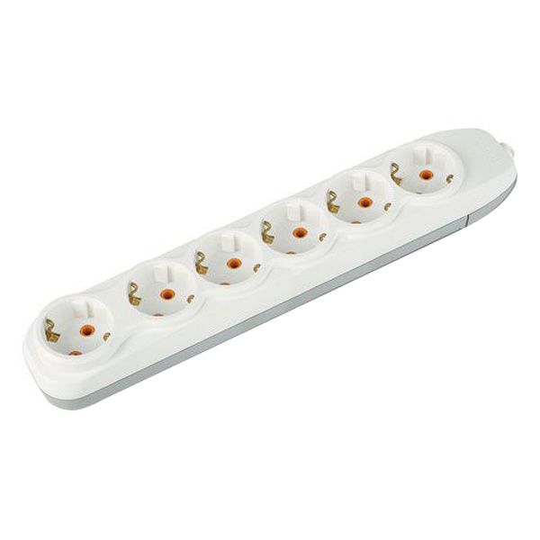 Колодка Nilson 6 гнізд з заземленням біла