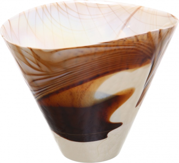 Ваза Yalos Murano FILIGRANA MARRONE 30 см слоновая кость с коричневой филигранью и перламутровым эффектом 